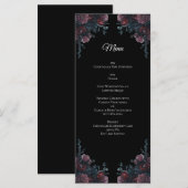Donkere Floral Wedding Gothic Black Elegant Menu (Voorkant / Achterkant)