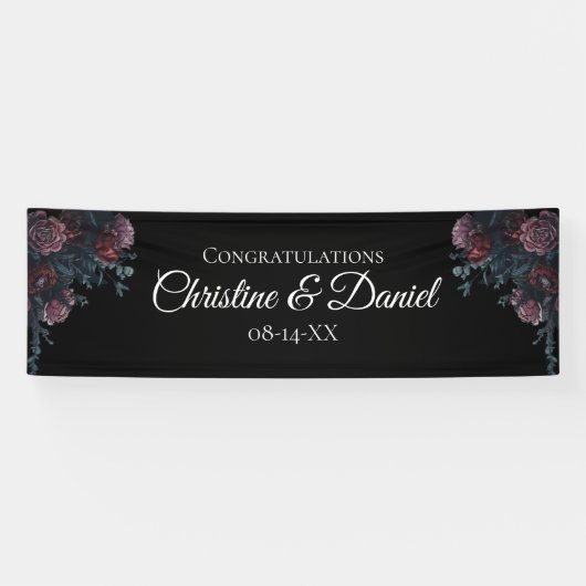 Donkere Floral Wedding Gothic Black Elegant Spandoek (Horizontaal)