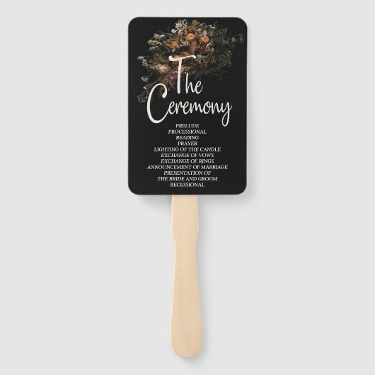 Donkere  Floral Wedding Hand Fan Handwaaier (Achterkant)