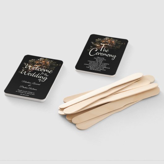 Donkere  Floral Wedding Hand Fan Handwaaier (Niet-gemonteerd)