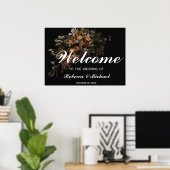 Donkere  Floral Wedding Welkom Poster (Thuiskantoor)