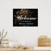 Donkere  Floral Wedding Welkom Poster (Keuken)