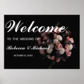 Donkere  Floral Wedding Welkom Poster (Voorkant)