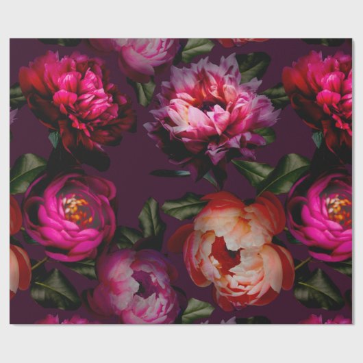 Donkere florale droom cadeaupapier (Vlak)