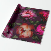 Donkere florale droom cadeaupapier (Uitgerold)