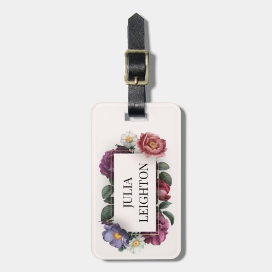 Donkere Florals Bagagelabel (Voorkant verticaal)