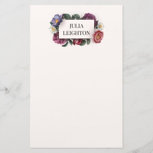 Donkere Florals Briefpapier (Voorkant)