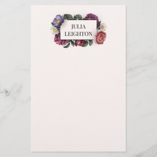Donkere Florals Briefpapier (Voorkant)