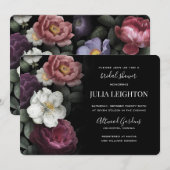 Donkere Florals Modern Bridal Shower Kaart (Voorkant / Achterkant)