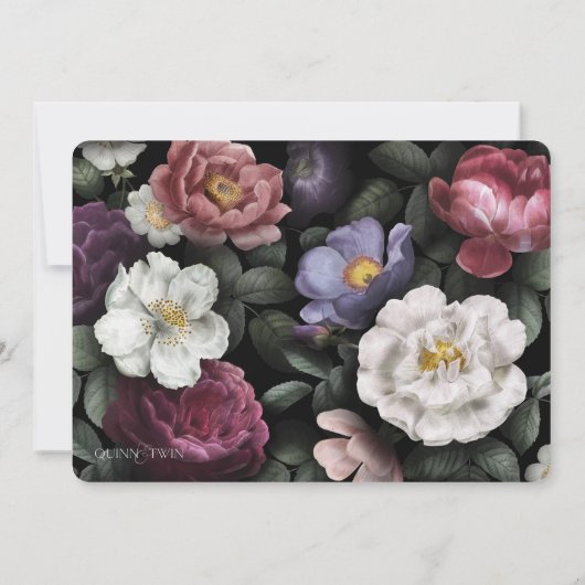 Donkere Florals Modern Bridal Shower Kaart (Achterkant)