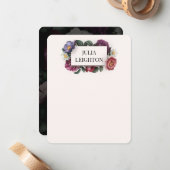 Donkere Florals Modern Note Card Notitiekaartje (Voorkant / Achterkant in situ)