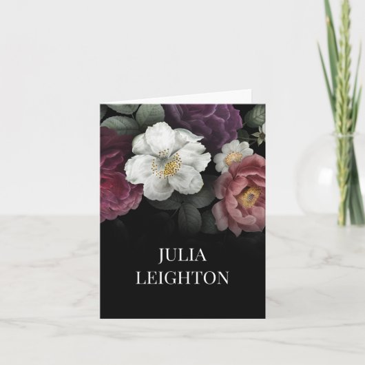 Donkere Florals Notitiekaartje (Voorkant)