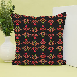 Donkere folk Floral print Cozy Rustic Black Herfst Kussen