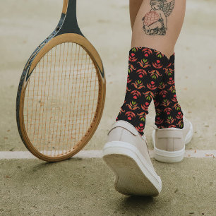 Donkere folk Floral print Cozy Rustic Black Herfst Sokken