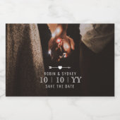 Donkere foto | De datum opslaan | Mini-flesetiket  Sparkling Wijnetiket (Enkel label)