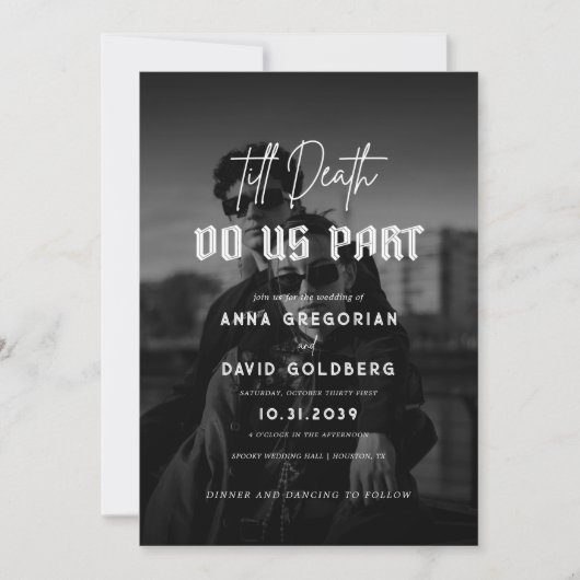 Donkere foto Gothic tot de dood ons deel bruiloft Kaart (Voorkant)