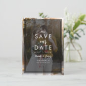 Donkere foto Tint Overlay 2 Modern Save the Date Kaart (Staand voorkant)