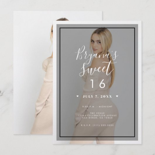 Donkere foto Tint Overlay 3 Modern Minimal Sweet 1 Kaart (Voorkant / Achterkant)