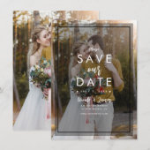 Donkere foto Tint Overlay 3 Modern Save the Date Kaart (Voorkant / Achterkant)
