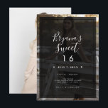 Donkere foto Tint Overlay Modern Minimal Sweet 16 Kaart<br><div class="desc">Pas op elke gewenste manier aan. Aan de voor- en achterkant kan een foto worden toegevoegd.</div>