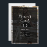 Donkere foto Tint Overlay Modern Minimal Sweet 16 Kaart<br><div class="desc">Pas op elke gewenste manier aan. Aan de voor- en achterkant kan een foto worden toegevoegd.</div>