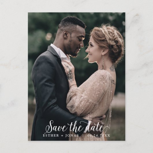 donkere foto van script: sla de datum op uitnodiging briefkaart (Voorkant)