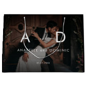 Donkere foto's en monogram Elegant Black Wedding Groot Cadeauzakje (Voorkant)