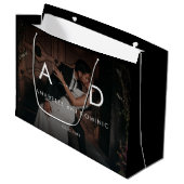 Donkere foto's en monogram Elegant Black Wedding Groot Cadeauzakje (Voorkant Gekanteld)