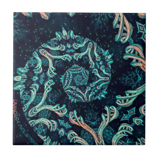 Donkere fractale elegantie tegeltje (Voorkant)