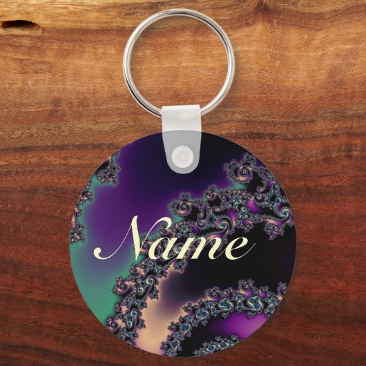 Donkere fractale gepersonaliseerde Sleutelhanger (Voorkant)