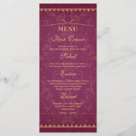 Donkere framboos en goud elegante bruiloft eten me menu