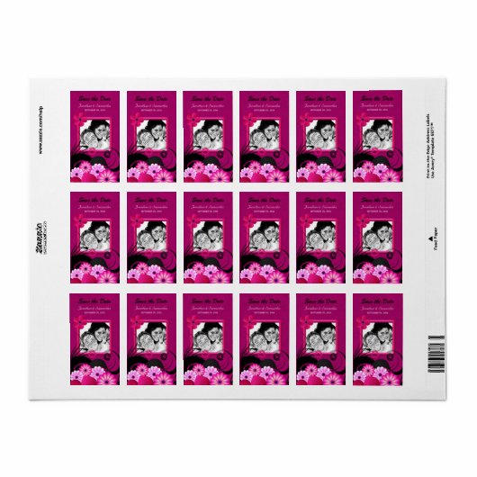 Donkere Fuchsia foto bespaart de datum-gunstig-lab Etiket (Full Sheet)