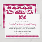 Donkere Fuchsia Papel Picado Style-Tortelduifjes Kaart (Voorkant / Achterkant)