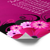 Donkere Fuschia Bloemenbruiloft 15 Tafelzitgrafiek Poster (Hoek)