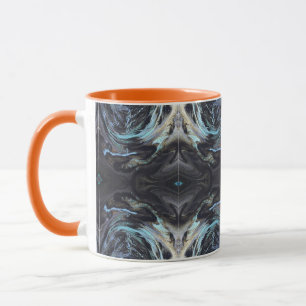 Donkere Galaxy Blauwe Gouden Marmer Vloeibare Kuns Mok