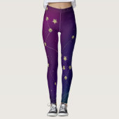 Donkere Galaxy Constellation Faux Gold Leggings (Voorkant)