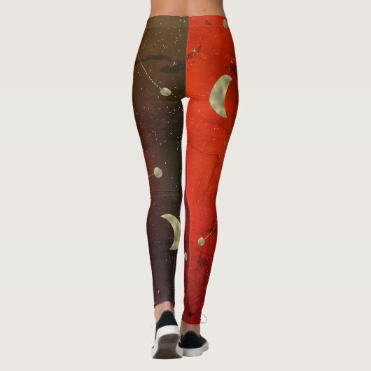 Donkere Galaxy Constellation Faux Gold Red Leggings (Achterkant)