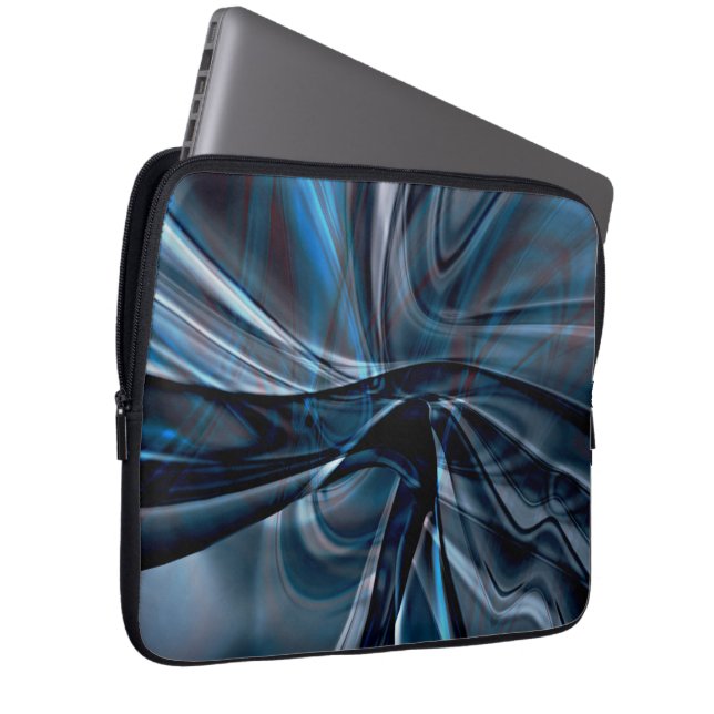 Donkere gebogen, overlappende verdraaide lijnen laptop sleeve (Voorkant Rechts)