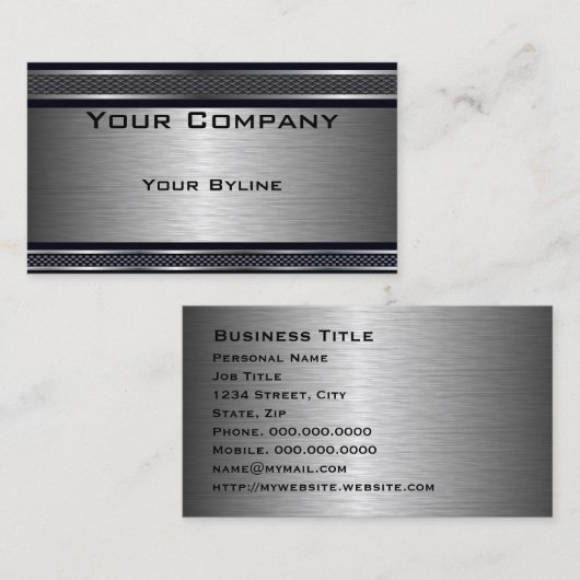 Donkere, geborsteld zilver Visitekaartje (Voorkant / Achterkant)