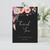 Donkere, gedempte en heldere bloemen Bruidsfeest Bedankkaart (Staand voorkant)