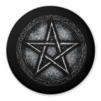 Donkere gegraveerde metalen uitstraling pentagram keramische knop