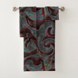 Donkere gekleurde geslepen spiraaldelen en gloeist bad handdoek