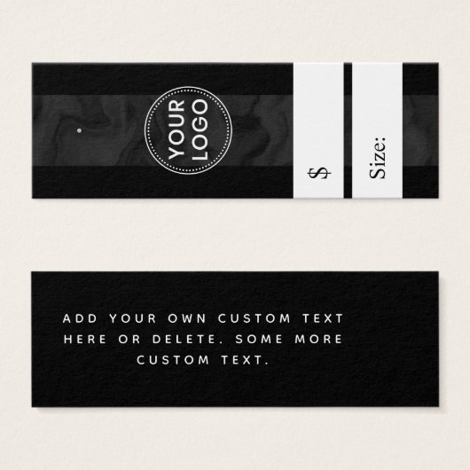 Donkere gemarmerde streep tegen zwarte prijs label mini visitekaartjes (Voorkant /achterkant)