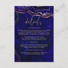 Donkere Geode Deep Blue Agate Weddenschap Details Informatiekaartje