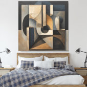 Donkere Geometrische Abstract Canvas Afdruk (Insitu (Slaapkamer))