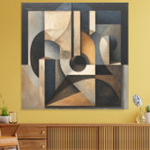 Donkere Geometrische Abstract Canvas Afdruk (Insitu (Woonkamer))