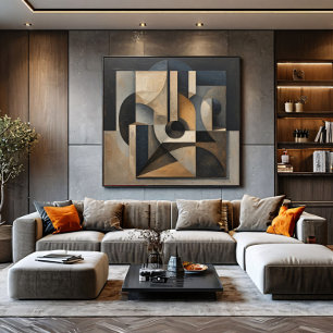 Donkere Geometrische Abstract Canvas Afdruk