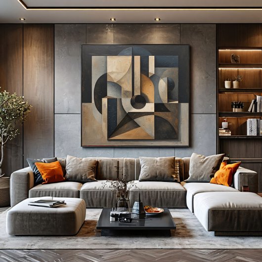 Donkere Geometrische Abstract Canvas Afdruk
