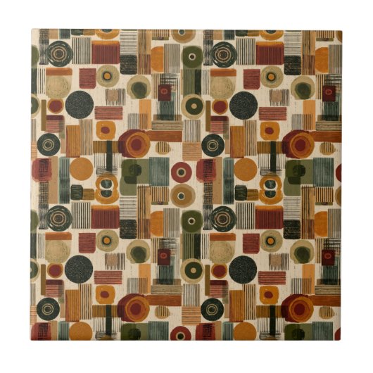 Donkere geometrische mid-century-patroon (2) tegeltje (Voorkant)