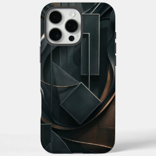 Donkere geometrische minimalistische telefoonhoes iPhone 16 pro max hoesje